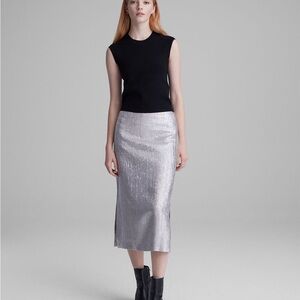 Club Monaco Skirt Soft Metallic Silver BNWT festival